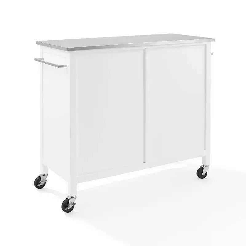 Îlot de cuisine/Chariot avec plateau en acier inoxydable, étagère réglable et roulettes - Crosley