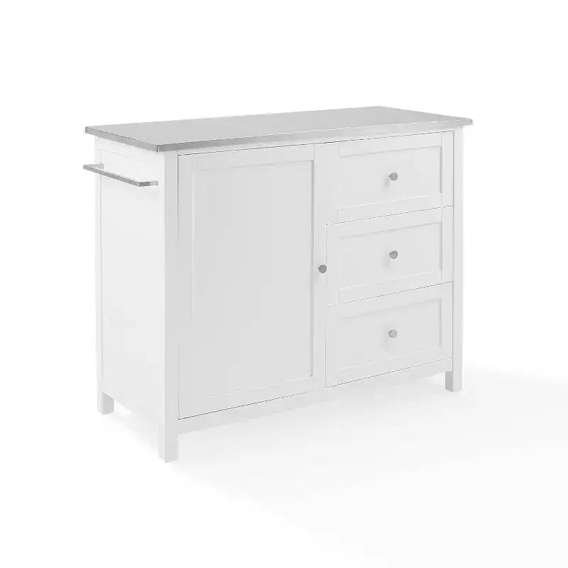 Îlot de cuisine/Chariot avec plateau en acier inoxydable, étagère réglable et roulettes - Crosley