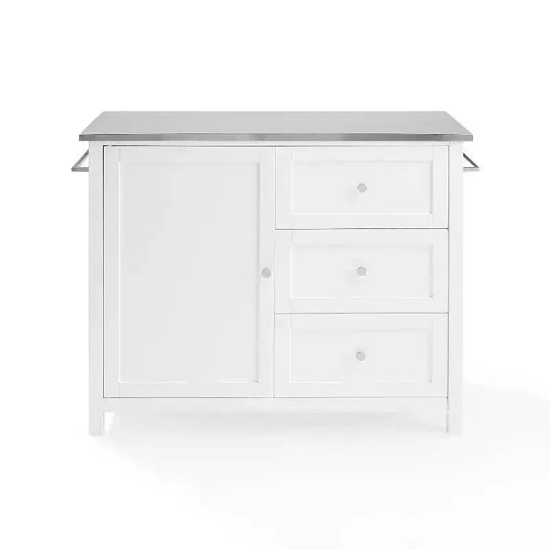 Îlot de cuisine/Chariot avec plateau en acier inoxydable, étagère réglable et roulettes - Crosley
