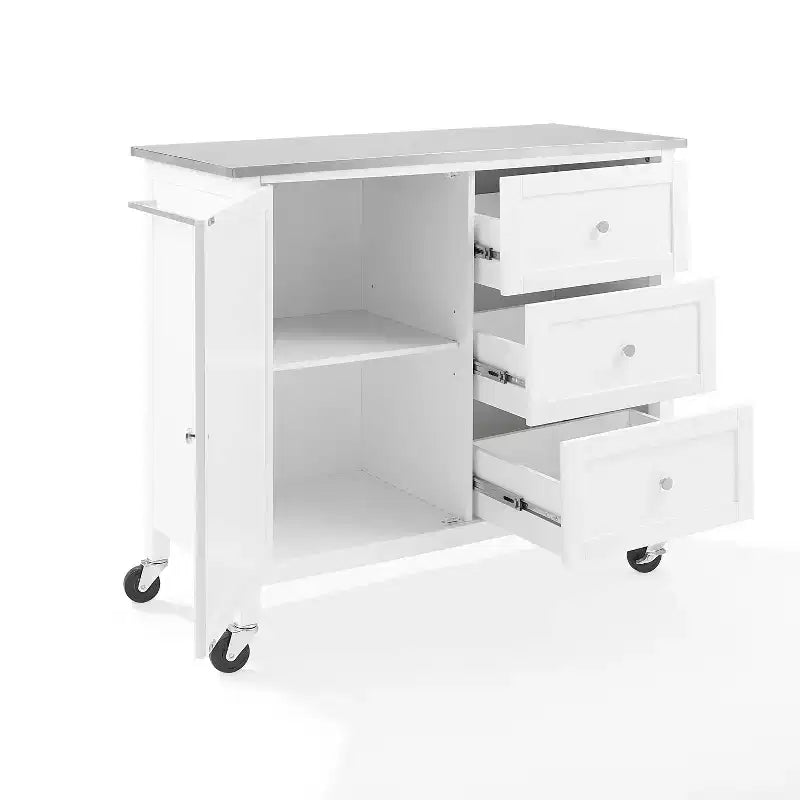 Îlot de cuisine/Chariot avec plateau en acier inoxydable, étagère réglable et roulettes - Crosley