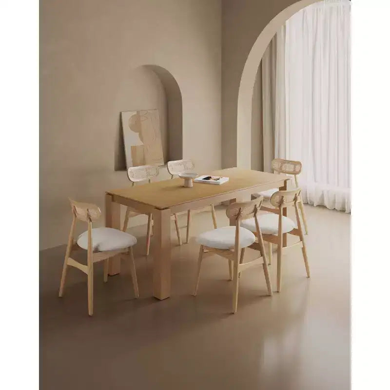 Manhattan Comfort Ensemble de salle à manger rectangulaire Rockaway et Colbert 7 pièces 180 cm Naturel/Avoine : Chic industriel, Bois de frêne, 6 chaises