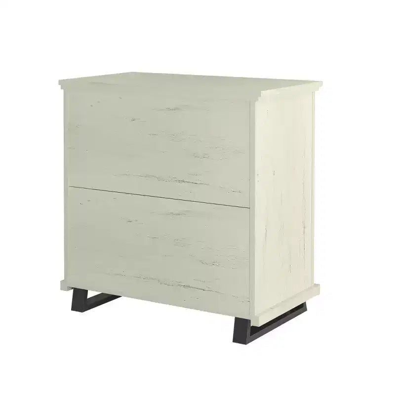 Commode, chiffonnier et tables de chevet contemporains Festivo 4 pièces coloris blanc cassé scié : design moderne, MDF, base en métal
