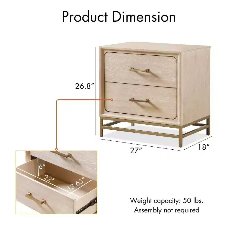 HOMES: Inside + Out Ensemble 3 pièces de 2 tables de chevet et commode en bois Neovesi Chêne Boho