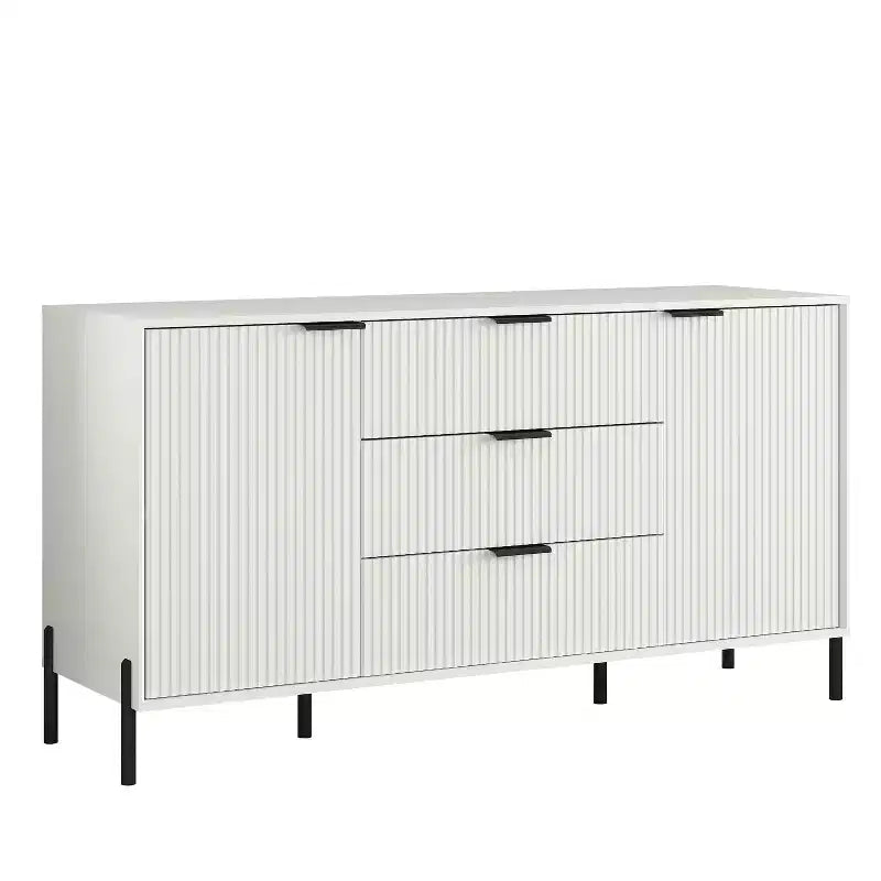 Festivo Ensemble 3 tiroirs de tables de chevet et commode 3 tiroirs élégance moderne blanc cassé