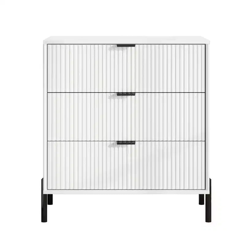 Festivo Ensemble 3 tiroirs de tables de chevet et commode 3 tiroirs élégance moderne blanc cassé