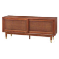angelo:HOME Allen TV Stand for TVs up to 60" with Faux Rattan Sliding Doors Walnut