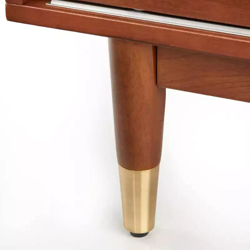 Meuble TV Allen pour téléviseurs jusqu'à 60" avec portes coulissantes en similicuir et rotin Noyer