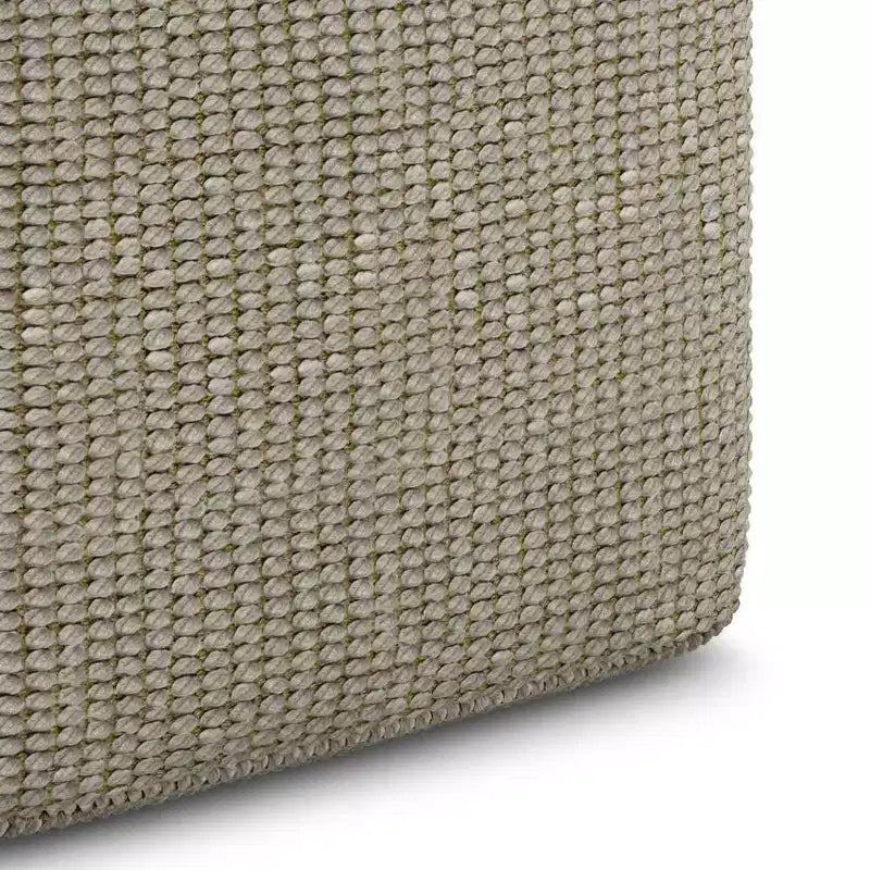 Pouf carré tissé en polyester PET crème/naturel - : Intérieur/Extérieur, Résistant aux UV, Aucun assemblage requis