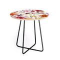 Round Ninola Design Bountiful Bouquet Countryside Red Side Table Red/Black - Deny Designs: Small Bedroom Accent Table, Stain-Resistant