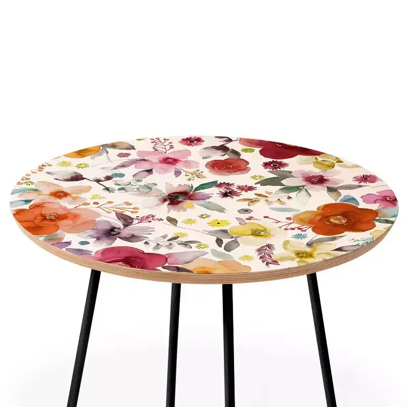 Table d'appoint ronde rouge/noire Countryside - : Petite table d'appoint de chambre, résistante aux taches