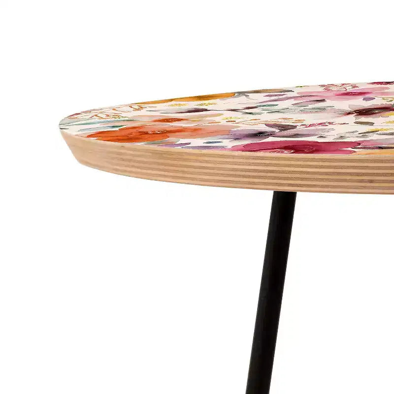 Table d'appoint ronde rouge/noire Countryside - : Petite table d'appoint de chambre, résistante aux taches