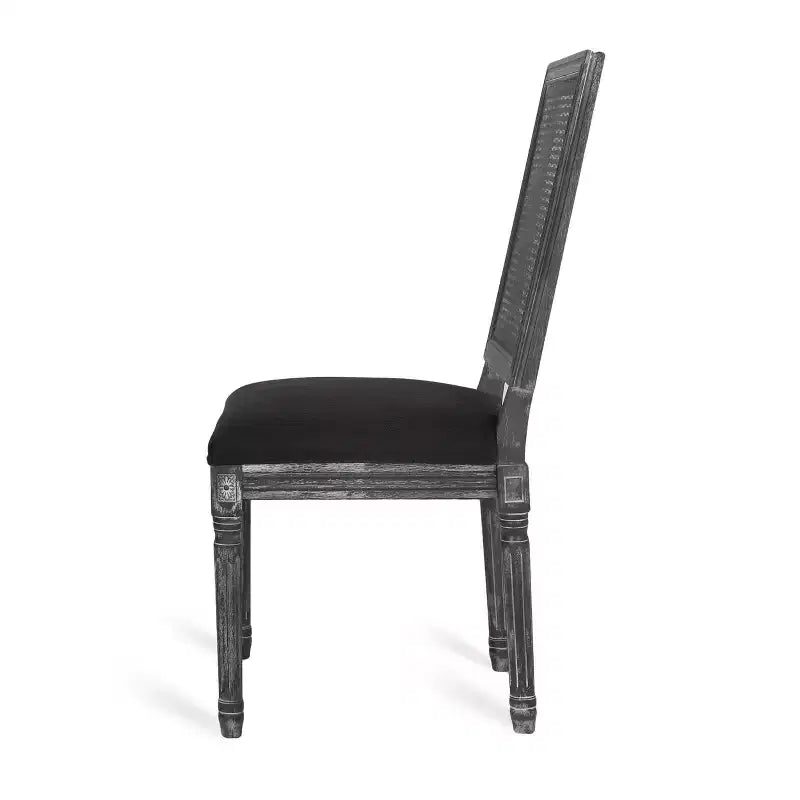 de 4 chaises de salle à manger capitonnées en bois et cannage de style campagnard français