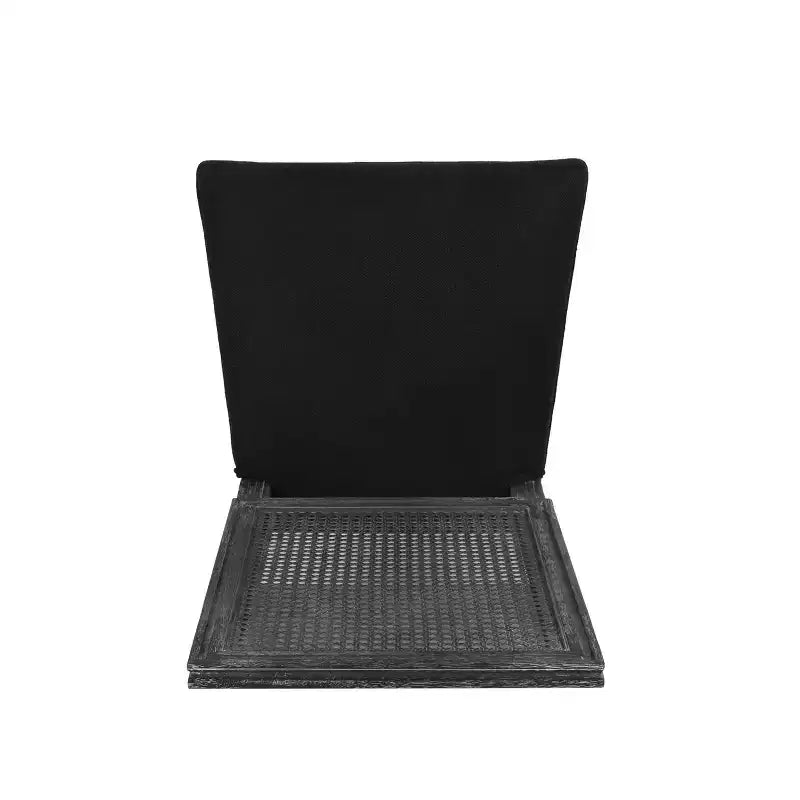 de 4 chaises de salle à manger capitonnées en bois et cannage de style campagnard français