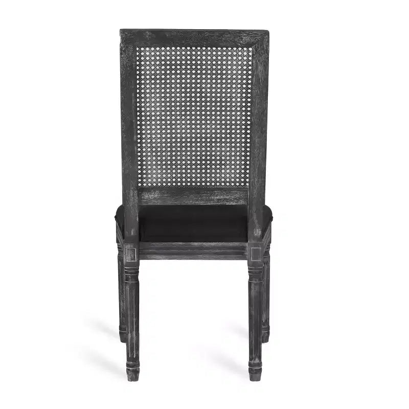 de 4 chaises de salle à manger capitonnées en bois et cannage de style campagnard français