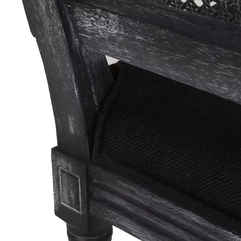 de 4 chaises de salle à manger capitonnées en bois et cannage de style campagnard français