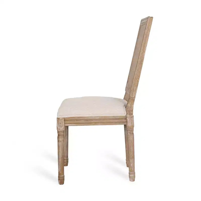 de 4 chaises de salle à manger capitonnées en bois et cannage de style campagnard français