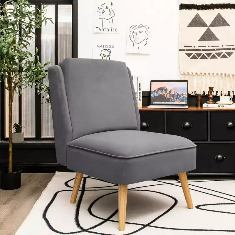 Fauteuil d'appoint en velours Canapé simple Fauteuil de loisirs avec cadre en bois