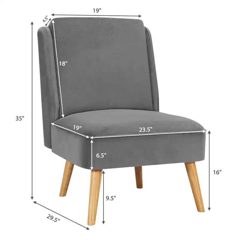 Fauteuil d'appoint en velours Canapé simple Fauteuil de loisirs avec cadre en bois