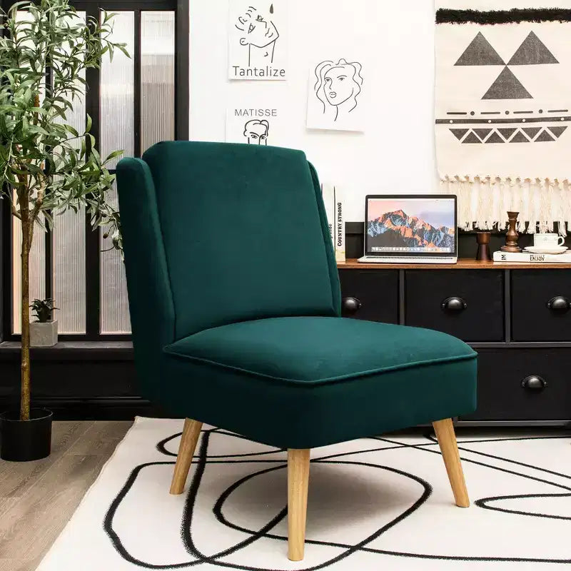 Fauteuil d'appoint en velours Canapé simple Fauteuil de loisirs avec cadre en bois