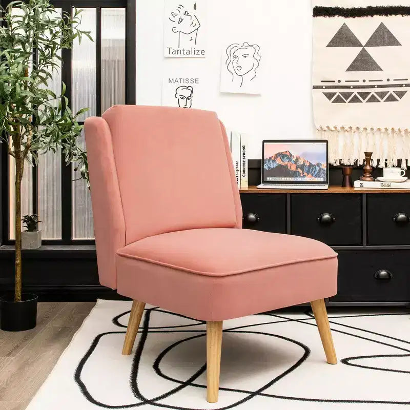 Fauteuil d'appoint en velours Canapé simple Fauteuil de loisirs avec cadre en bois
