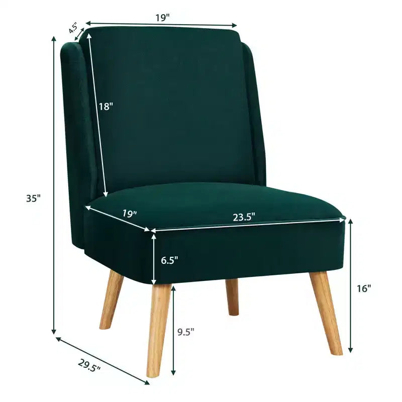 Fauteuil d'appoint en velours Canapé simple Fauteuil de loisirs avec cadre en bois