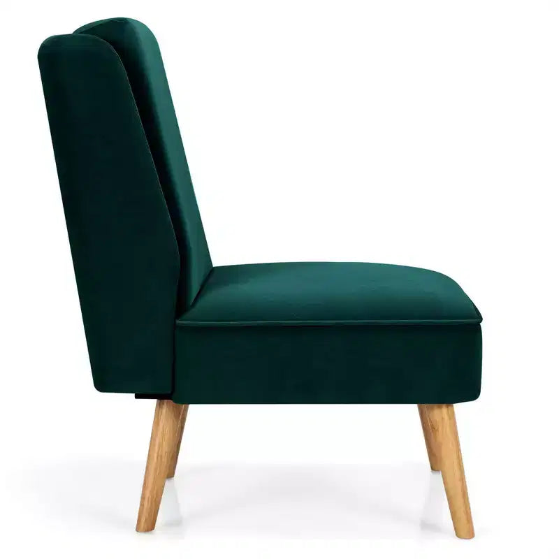 Fauteuil d'appoint en velours Canapé simple Fauteuil de loisirs avec cadre en bois