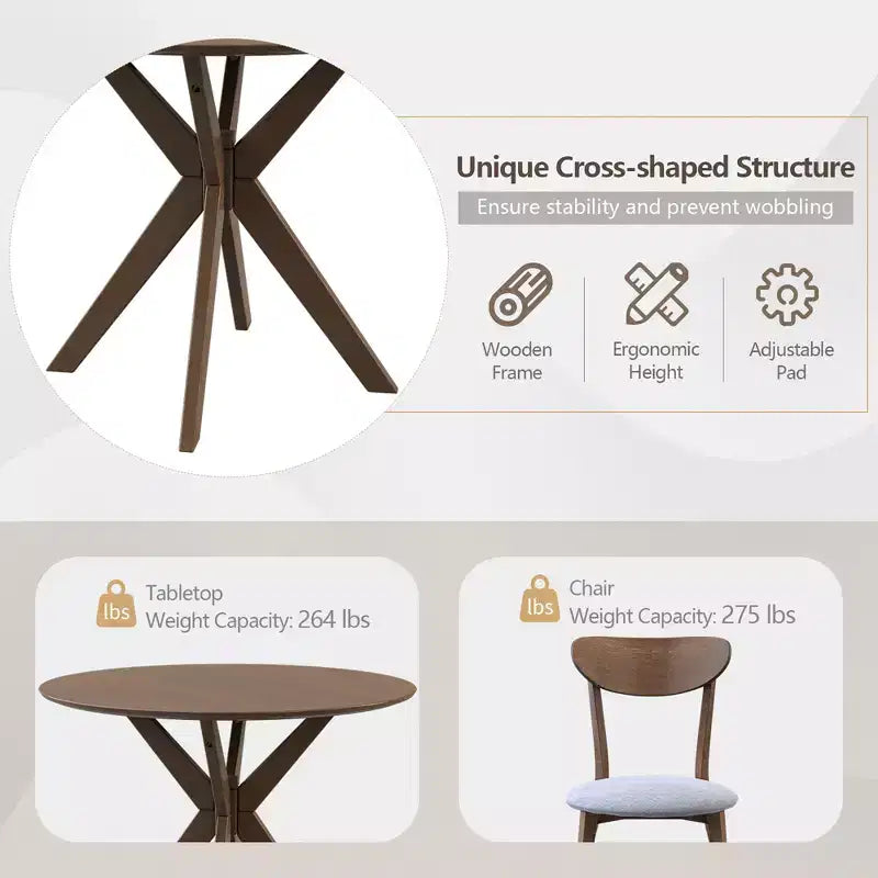 Costway Ensemble table et chaises de salle à manger rondes modernes 3 pièces pour salle à manger
