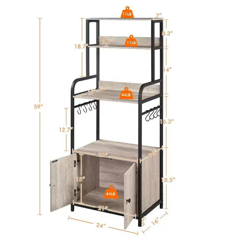 59 Meuble de rangement de cuisine avec armoire et étagères