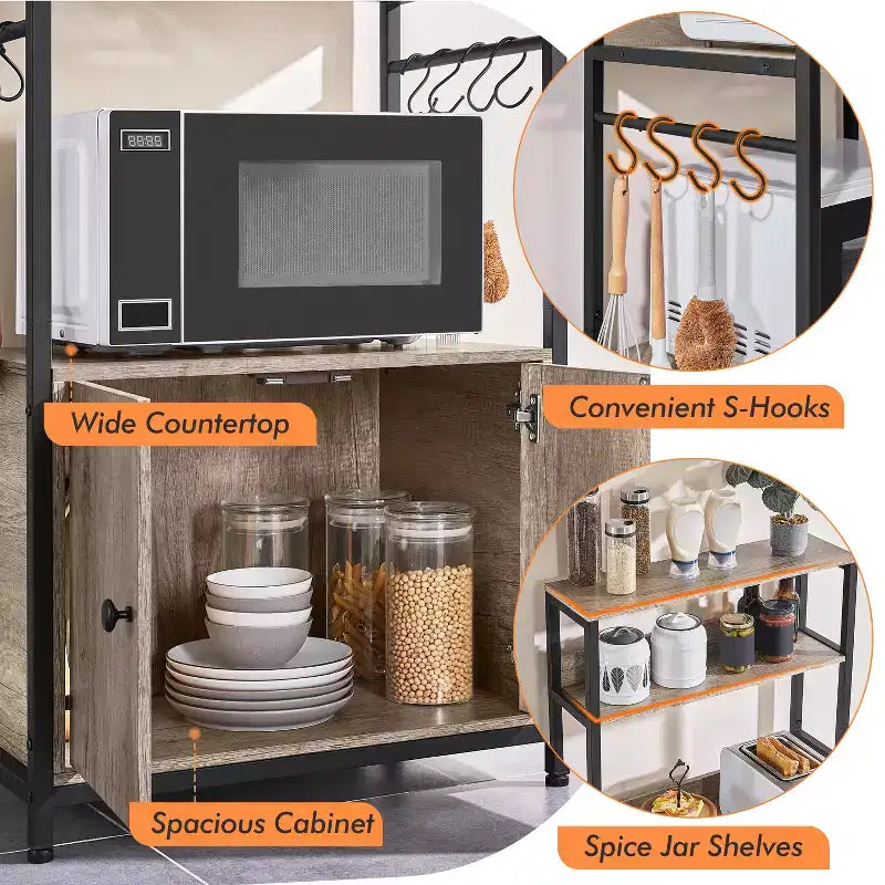 59 Meuble de rangement de cuisine avec armoire et étagères