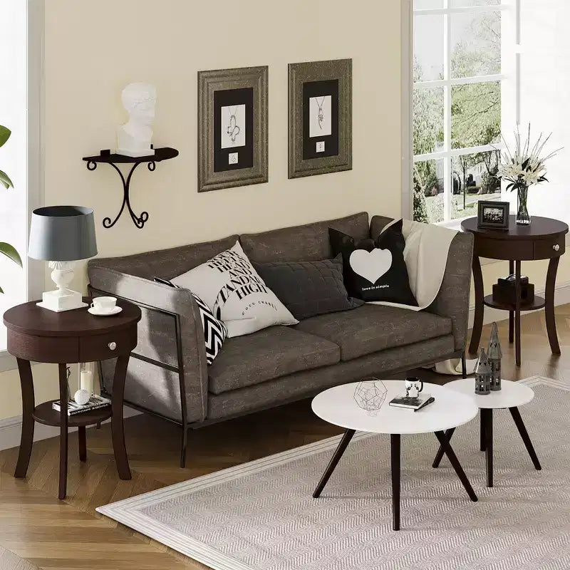Table d'appoint ronde pour canapé, table de chevet, chambre, salon, blanc/expresso/noir