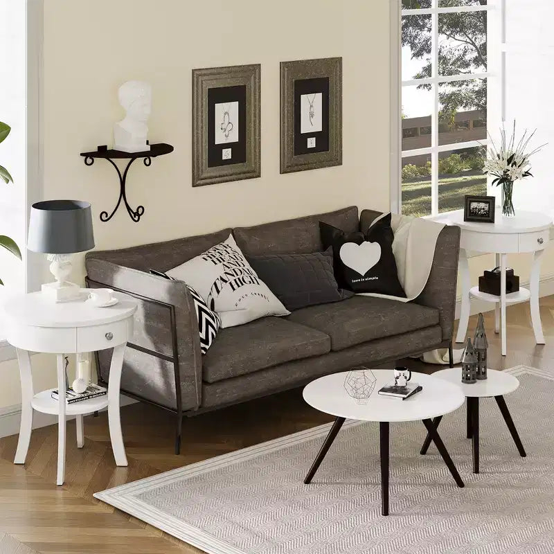 Table d'appoint ronde pour canapé, table de chevet, chambre, salon, blanc/expresso/noir