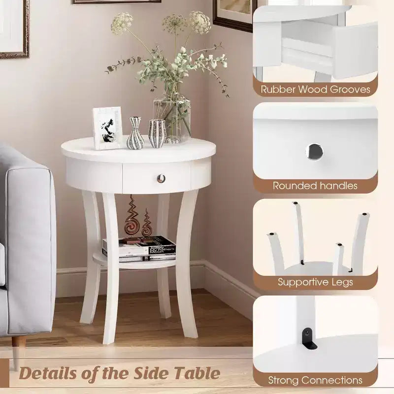 Table d'appoint ronde pour canapé, table de chevet, chambre, salon, blanc/expresso/noir