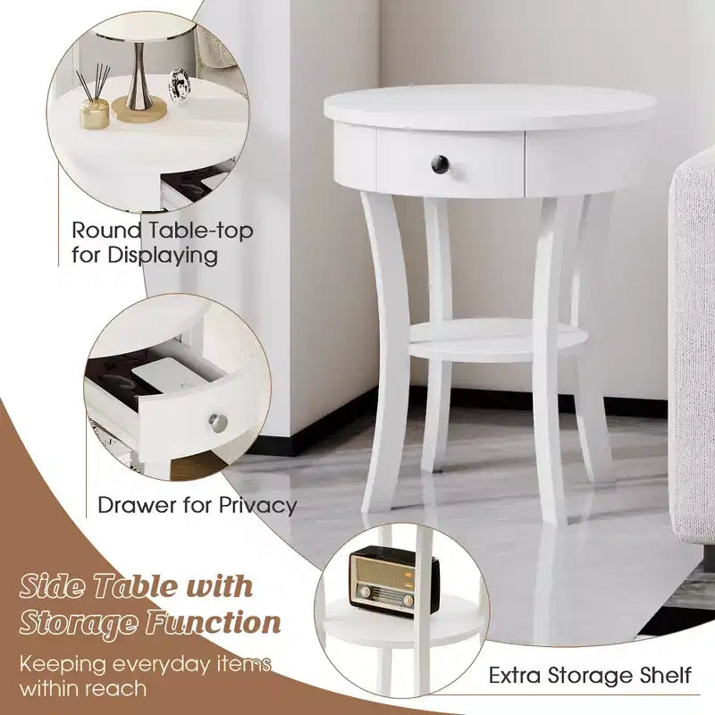 Table d'appoint ronde pour canapé, table de chevet, chambre, salon, blanc/expresso/noir