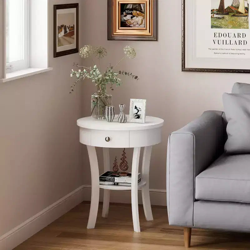 Table d'appoint ronde pour canapé, table de chevet, chambre, salon, blanc/expresso/noir