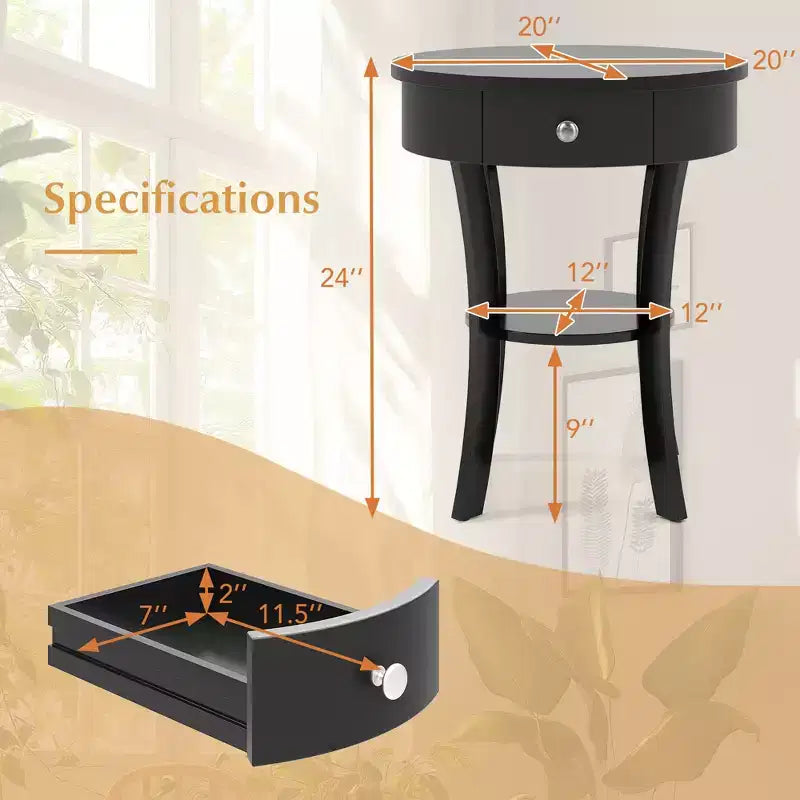 Table d'appoint ronde pour canapé, table de chevet, chambre, salon, blanc/expresso/noir