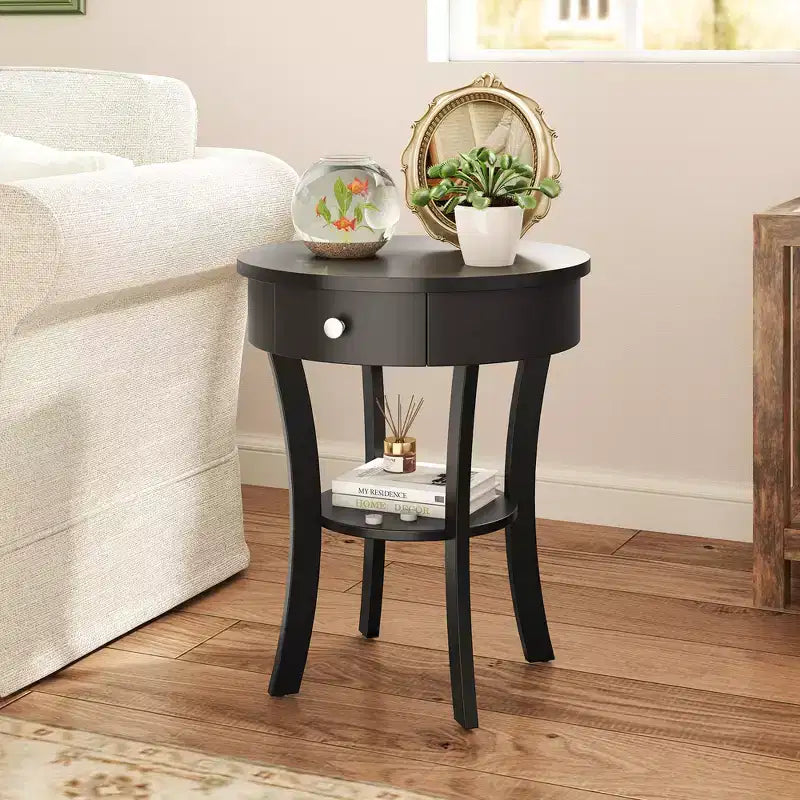 Table d'appoint ronde pour canapé, table de chevet, chambre, salon, blanc/expresso/noir