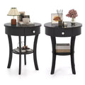 Costway 2 PCS 2-tier Side End Sofa Table Round Nightstand Bedroom Living Room White/Espresso/Black