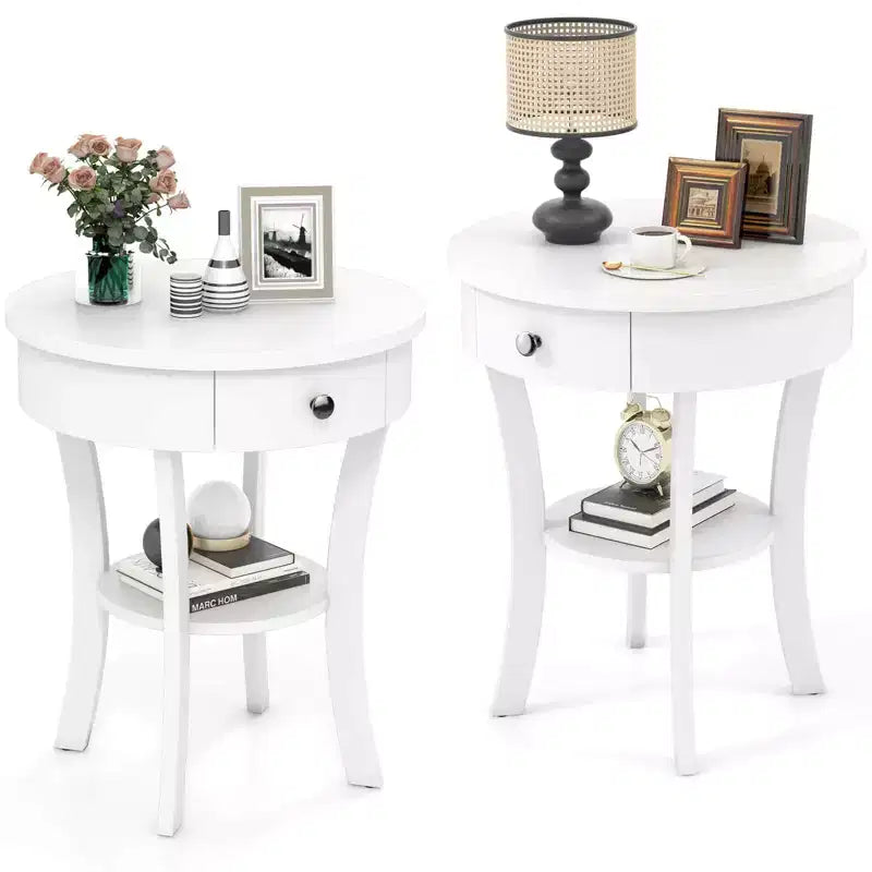 Table d'appoint ronde pour canapé, table de chevet, chambre, salon, blanc/expresso/noir