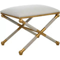 Uttermost Socialite 24 Wide White Gold Ottoman