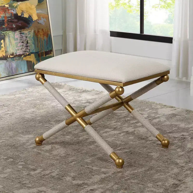 Pouf Uttermost Socialite 24, blanc et or