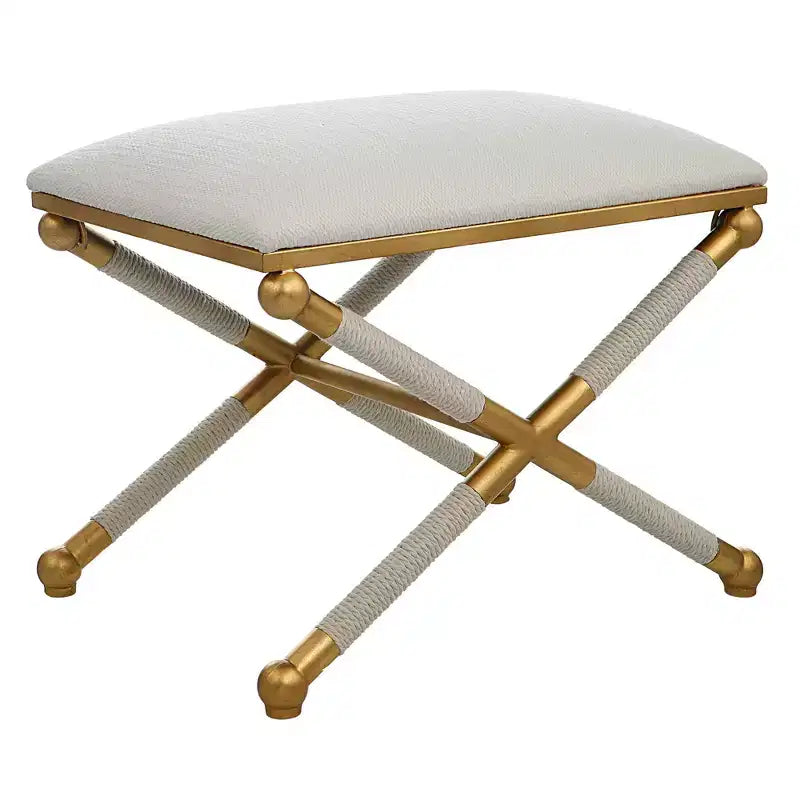 Pouf Uttermost Socialite 24, blanc et or