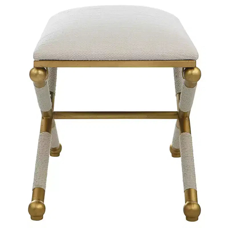 Pouf Uttermost Socialite 24, blanc et or