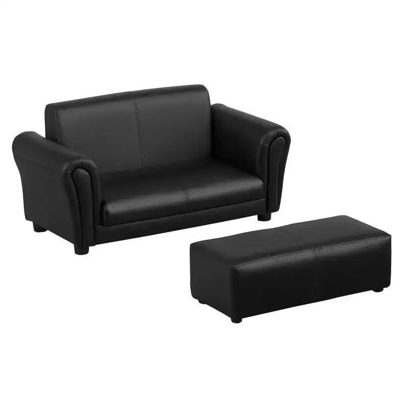 Qaba Kids Sofa Set with Footstool for Toddlers and Babies, Kids Couch for Playroom, Nursery, Living Room, Bedroom Furniture
