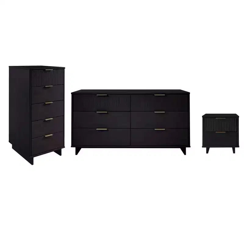 Ensemble de chambre Manhattan Comfort 3 pièces Granville : commode, double commode et table de chevet