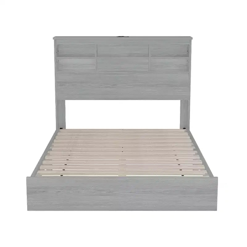 Ensembles de chambre à coucher 4 pièces, lit double en bois de style vintage avec 2 tables de chevet et 1 commode 4Q - ModernLuxe