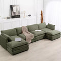 Hyleory Canapé d'angle moderne 6 places en velours côtelé de 373 cm de large avec deux ottomans