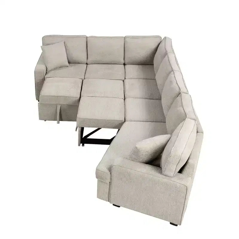 Canapé sectionnel convertible 126W, canapé-lit gigogne avec dispositifs de charge et porte-gobelets 4S -ModernLuxe
