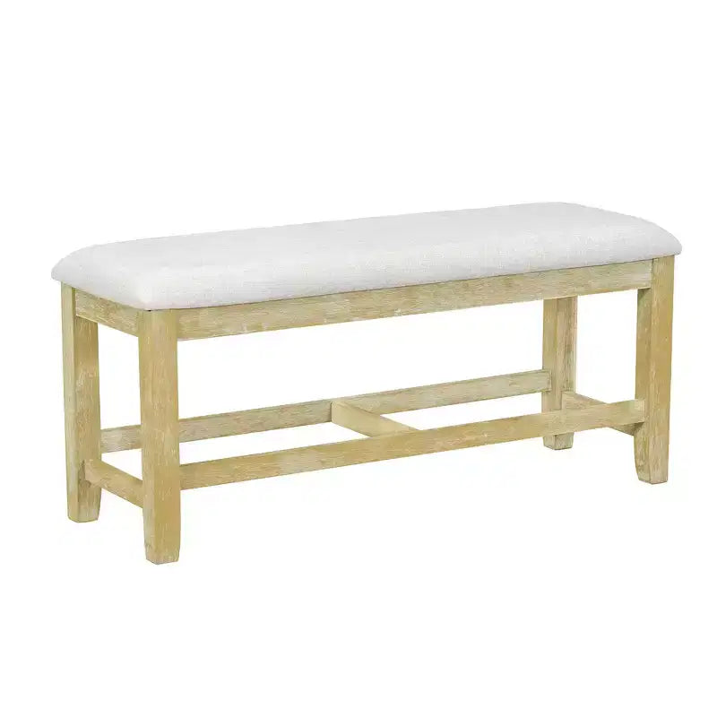 Ensemble de salle à manger 6 pièces Whisen Farmhouse, ensembles de salle à manger de cuisine avec table à manger extensible, 1 banc et 4 chaises de salle à manger à dossier échelle